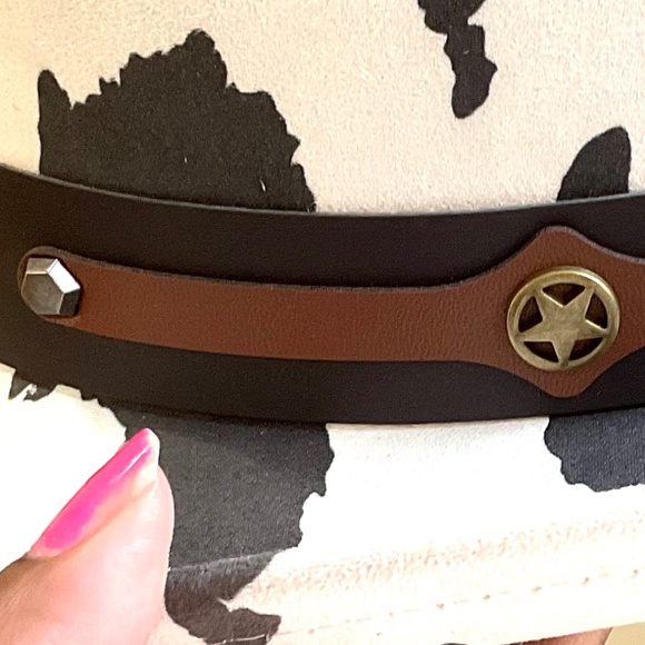 COW PRINT WESTERN LONG HORN STRAP COWBOY HAT - Picture 13 of 15